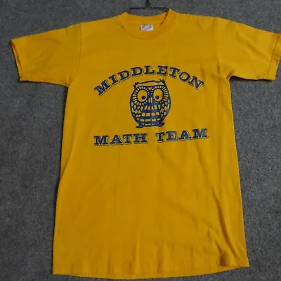 Middleton Math Team T-shirt XS Yellow Cotton Blend Vintage Owl Single Stitch USA • $29.90