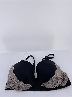 Victorias Secret Lined Demi Bra Black Taupe Lace 36 D Underwired Padded • $12.74