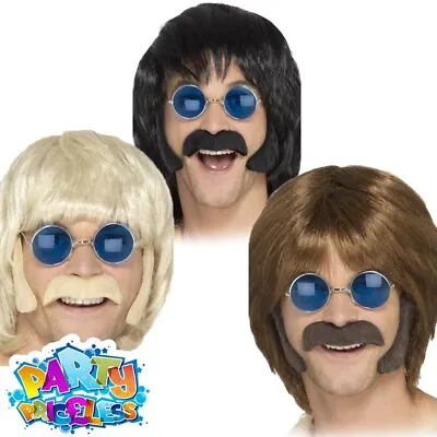 £5.99 • Buy Adult 1960s Hippie Disguise Kit Moustache + Sideburns Mens Fancy Dress Accessory