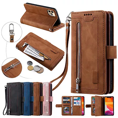 For IPhone 13 14 15Pro Max 12 11 XS MAX XR 8 7+ Zipper Leather Wallet Cards Case • $13.82