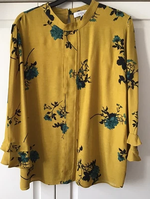 £5 • Buy Ladies Mustard Floral Top - Oasis Size 12