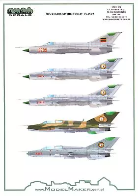 Model Maker Decals 1/48 MIKOYAN MiG-21  FISHBED  Fighter UGANDA AIR FORCE • $7.50