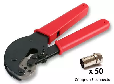 Crimping Tool With F Crimp-on X50 Connectors CT WF100 RG6 Sattelite Cable SKY TV • £24.99