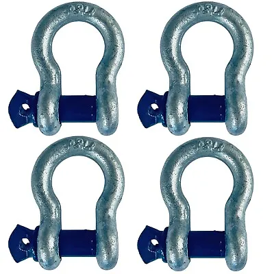 4x Lifting Shackle WLL 2 Ton Galvanised Screw Pin Bow Shackle Tested • £11.99