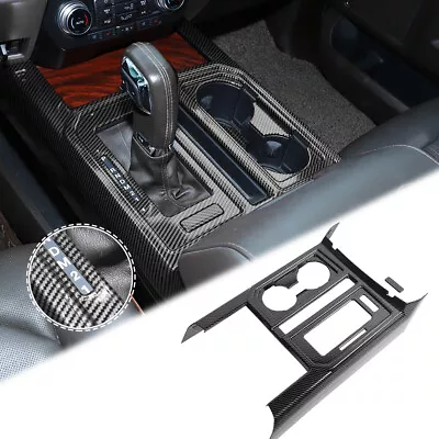 Console Gear Shift Panel & Cup Holder Cover Trim For Ford F150 2015+Carbon Fiber • $42.99