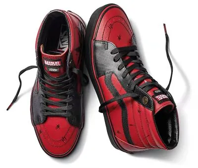 Vans Off The Wall Men's X Marvel Leather SK8-Hi Hi Top Shoes - Deadpool Black • $109.99