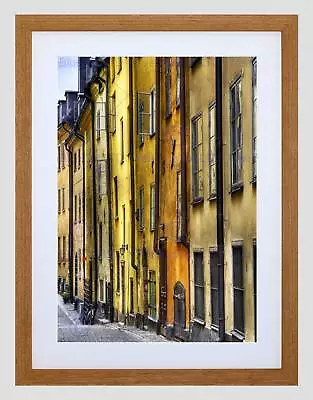 £24.99 • Buy Old Town Buildings Architecture Yellow Black Framed Art Print Picture B12x9436