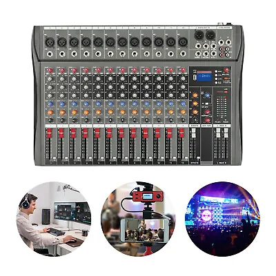 12 Channel Sound Audio Mixer Bluetooth USB DJ Live Studio Mixing Console Amplifi • £135.85