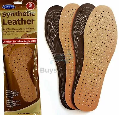 £2.75 • Buy 4x Leather Shoe Insoles Synthetic Unisex Anti Odour Sport Work Men Women Boot UK