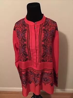 J. Crew Red W/ Blue Paisley Pop-over Shirt Size Small • $26
