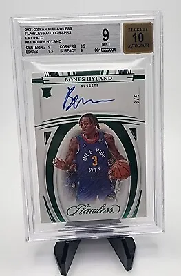 Bones Hyland 21-22 Flawless Autographs 3/5 Emerald On-Card BGS 9 Auto 10 RC • $650