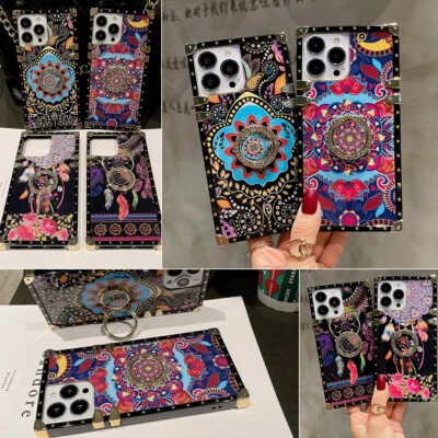 $18.78 • Buy Luxury Flower Metal Square Case Cover For IPhone 14 Pro Max/Plus 13 12 11 W/Ring