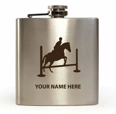 Personalised Hip Flask Horse Jumping 6oz • £8.49