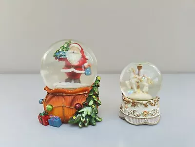 G Wurm Christmas Snow Globes Santa & Carousel Horse Small Vintage Ornaments X2 • £11.69