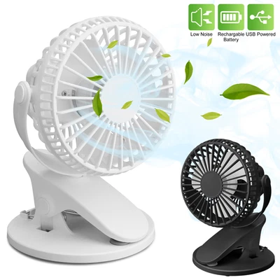 $10.95 • Buy Portable Adjustable Clip Fan Cooling Mini USB Rechargeable Desk Baby Stroller US