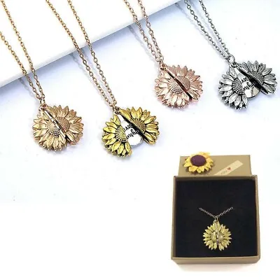 You Are My Sunshine Sunflower Necklaces For Women Rose Gold Silver Color Long Ch • £7.42