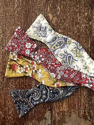 Lot Of 4 MAINE BOW TIE  Cotton Floral & Paisley Adjustable Made In USA Colorful • $59.77