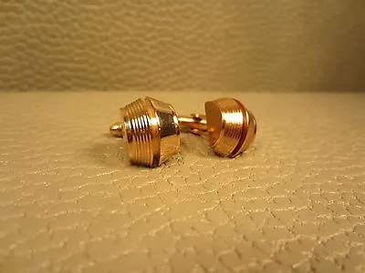 Mid Century Modern Ribbed Concentric Lines Yellow Gold Plated Cuff Links  • $16.75