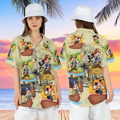 Mickey & Minnie Mouse Pirate Of Caribbean Summer Vacation Hawaiian Shirt • $31.50