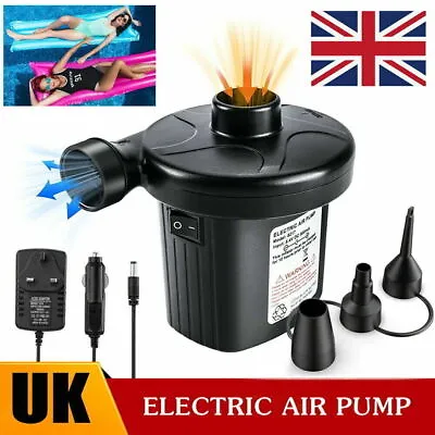 Electric Air Pump For Paddling Pool Fast Inflator Deflator Camp Air Bed Mattress • £8.99