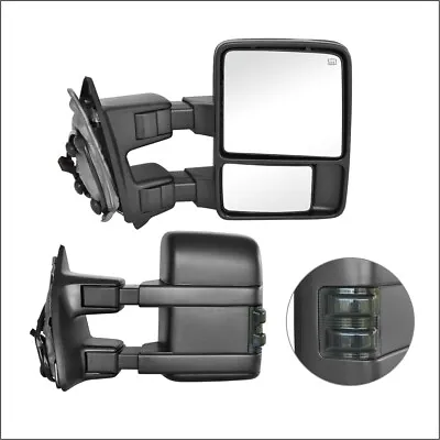 Towing Mirrors 99-07 FORD F-250-550 SUPER DUTY POWER HEATED SMOKE SIGNAL PAIR • $139.42