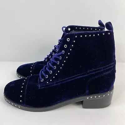 Marc Fisher Blue Velvet Ankle Boots Women’s 9.5 With Silver Studs NWOB • $53.99