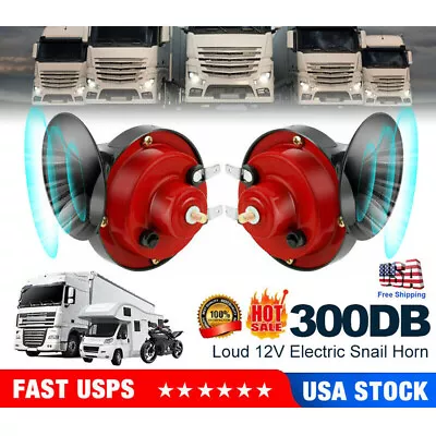 1 Pair Super Loud Car 300DB Dual Tone Snail Electric Air Horn Siren Motorcycle • $22.99