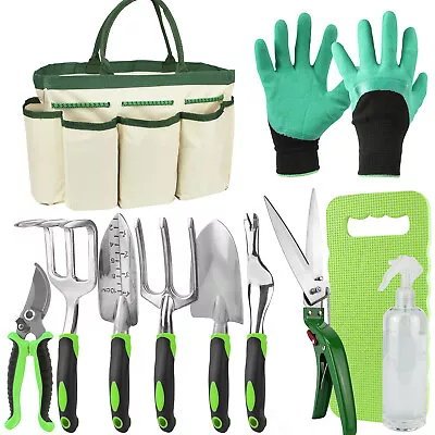 11 Piece Garden Tools Set With Bag Gardening Kit Trowel Secateurs Fork Knee Pad • £22.97