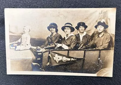 Antique 1914 Real Photo Postcard - COTTON PALACE - WACO TEXAS Pennant • $24.95
