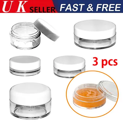 3pcs 3/5/10/20ml Empty Round Plastic Cosmetic Container Sample Pot Jar Travel • £4.59