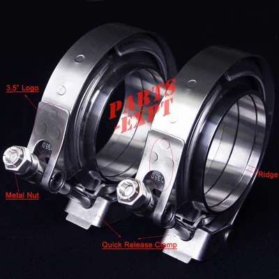 $43.80 • Buy 3.5inch Quick Release V-Band Clamp Stainless Flange Kit For Exhaust Downpipe X2