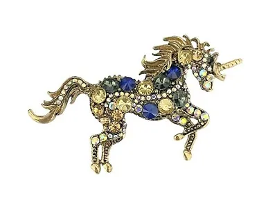 £7.95 • Buy Gold Crystal Horse Unicorn Brooch Dress Coat Pin Women Animal Gift Jewellery UK