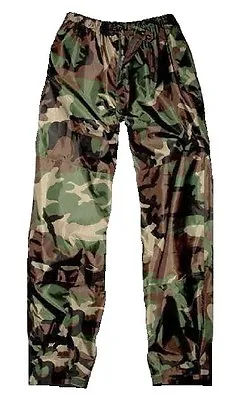 WATERPROOF TROUSERS Mens S-XXL Army Woodland Camouflage HIKING WALKING DPM Camo • £11.49