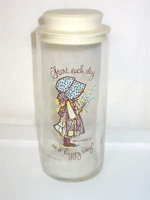 Holly Hobbie Glass Canister  Candy Jar Vintage WITH LID RARE. • $22