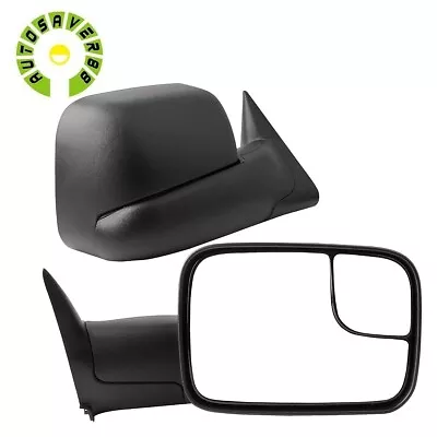 Pair Towing Mirrors For 1994-1997 Dodge Ram 1500 2500 3500 Pickup Flip-Up Black • $84.90