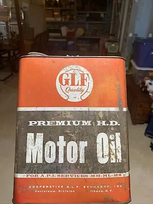 Vintage GLF Cooperative NY Advertising Gasoline Oil 2 Gallon Metal Can. • $8.50