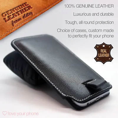 Quality Gorgeous Luxury Leather Protection Pull Tab Pouch Phone Case Cover✔Black • £12