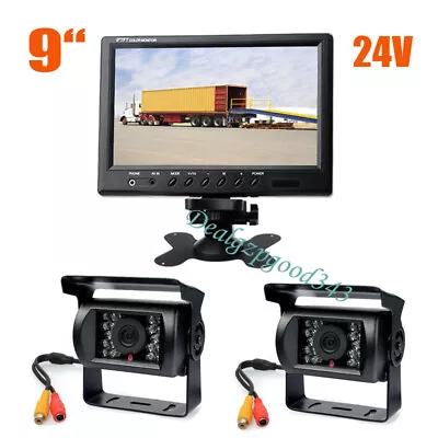 9  Car LCD Monitor Rear View Kit +2x 18 IR Reversing Backup Camera For Bus Truck • $79.98