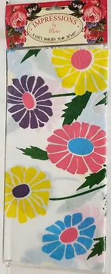 1 Vinyl Kitchen Table Doily / Runner 16  X 43  ROUND COLORFUL FLOWERS Mirtex • $8.99