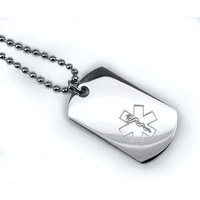 Mini Medical Alert ID Dog Tag And Necklaces. Free Wallet Card! Free Engraving! • $29.99