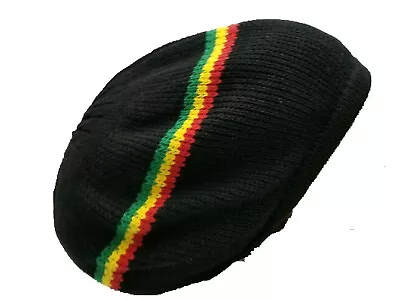 BLack Beret Tam Hat Rasta Slouch Beanie Crochet Cap Dreadlocks Dreads Hair M/L  • $17.90