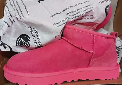 Womens UGG CLASSIC ULTRA MINI Pink Glow SUEDE  BOOTS Sz 9 New In Box W Documents • $89.99