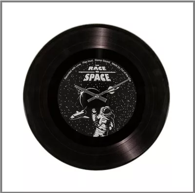 Records Wall Clock Black Glass Schallplattenuhr Retro Race To Space LP • $16.40