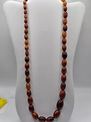 Vintage Amber Graduated Beaded Necklace • $200