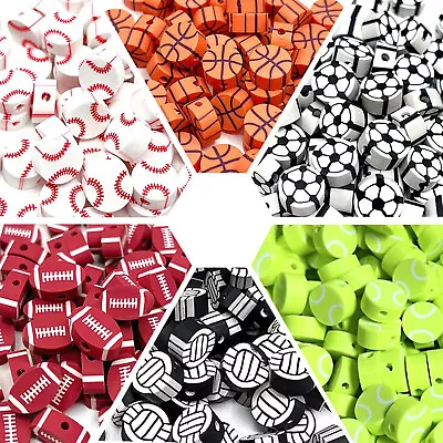 600 Pcs Sports Ball Beads For Jewelry Making Sports Polymer Clay Beads Bulk • $14.90