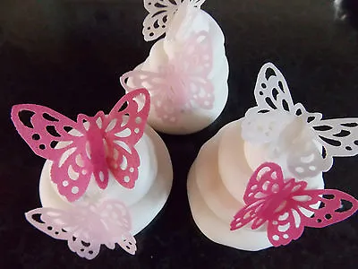 15 PRECUT Pink Mix Edible Wafer/rice Paper Butterflies Cake/cupcake Toppers • £2.85