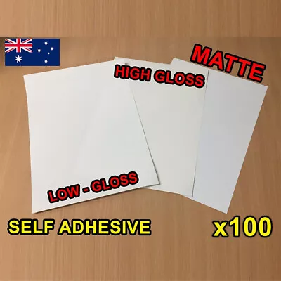 X100 Matte / Glossy A4 Self Adhesive Print Sticker Paper Sheet Laser Inkjet  • $19.95