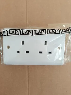 LAP Slim Profile White Moulded Double I Switched Socket • £2