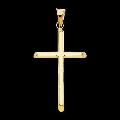 Mens Womens 14K Yellow Gold Classic Cross Religious Pendant 33MM • $108