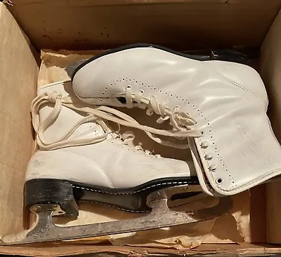 VTG White Ice Skates Women’s Size 10 W/ SLM Figure Skating Blades W Original Box • $29.99